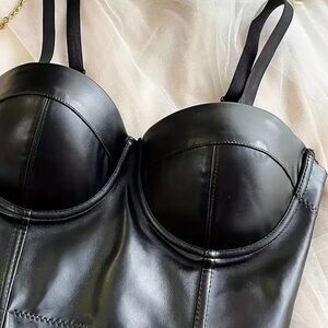 Faux Leather Corset Bustier Top